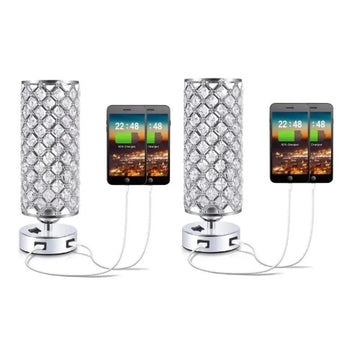 Crystal Table Desk Lamp,Set of 2, Modern Bedside Table Lamp, Nightstand Decorative Room Table Lamp, Sliver Lamp Shade Night Light Fixture for Living Room/Bedroom/Dining Room/Kitchen jorunhe.com